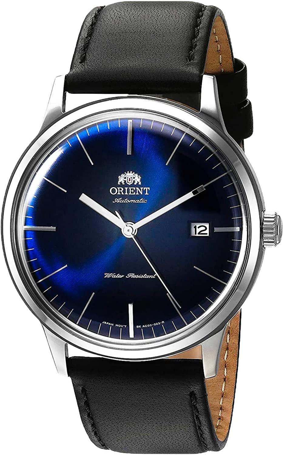 '2Nd Gen Bambino Version III' Japanese Automatic Stainless Steel and Leather Dress Watch Blue
