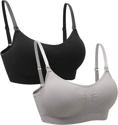 2PACK Nursing Bra Wireless Bra Women'S Sleeping Maternity Bra Breastfeeding Bra Sort Rib-d / Small