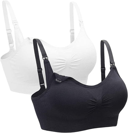 2PACK Nursing Bra Wireless Bra Women'S Sleeping Maternity Bra Breastfeeding Bra White+black / Small
