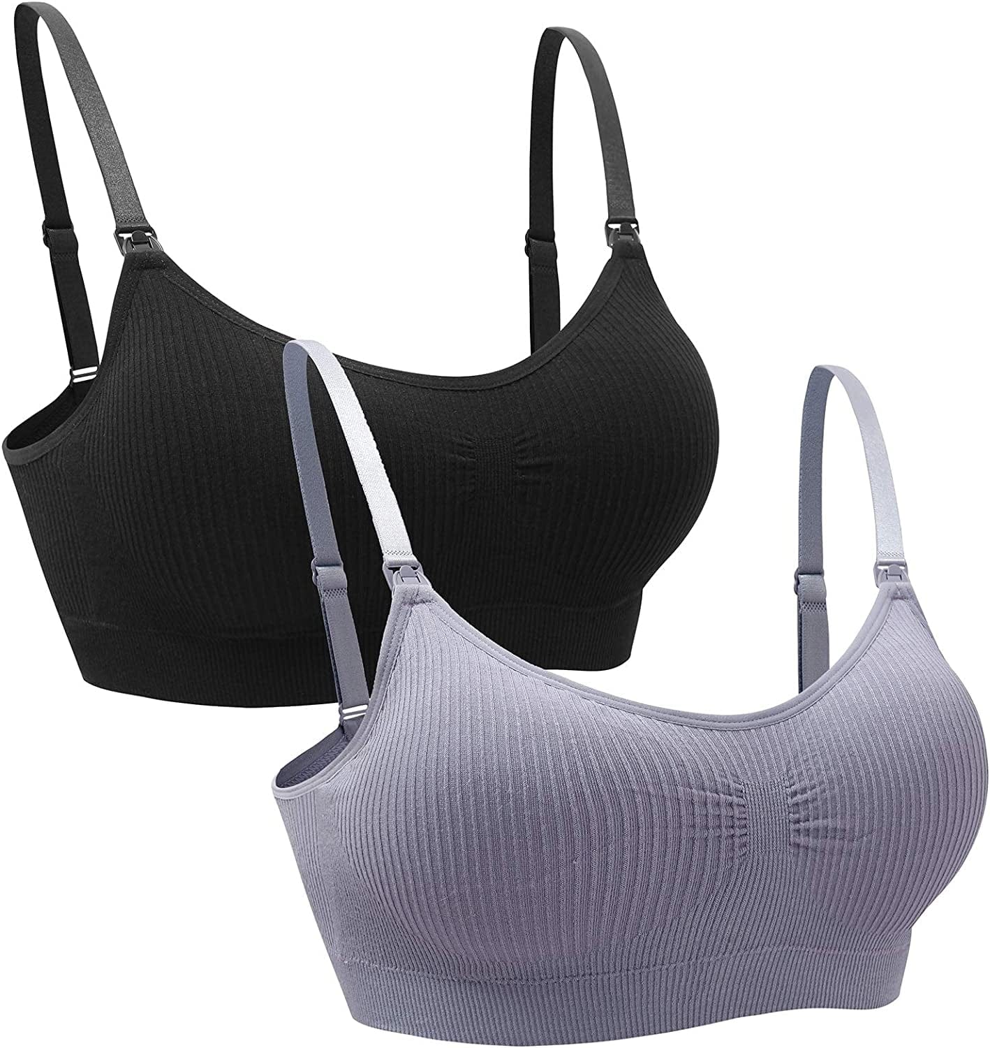 2PACK Nursing Bra Wireless Bra Women'S Sleeping Maternity Bra Breastfeeding Bra Sort Rib-b / XX-Large