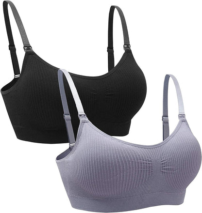 2PACK Nursing Bra Wireless Bra Women'S Sleeping Maternity Bra Breastfeeding Bra Sort Rib-b / XX-Large