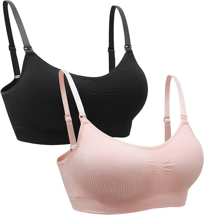 2PACK Nursing Bra Wireless Bra Women'S Sleeping Maternity Bra Breastfeeding Bra Sort Rib-a / X-Large