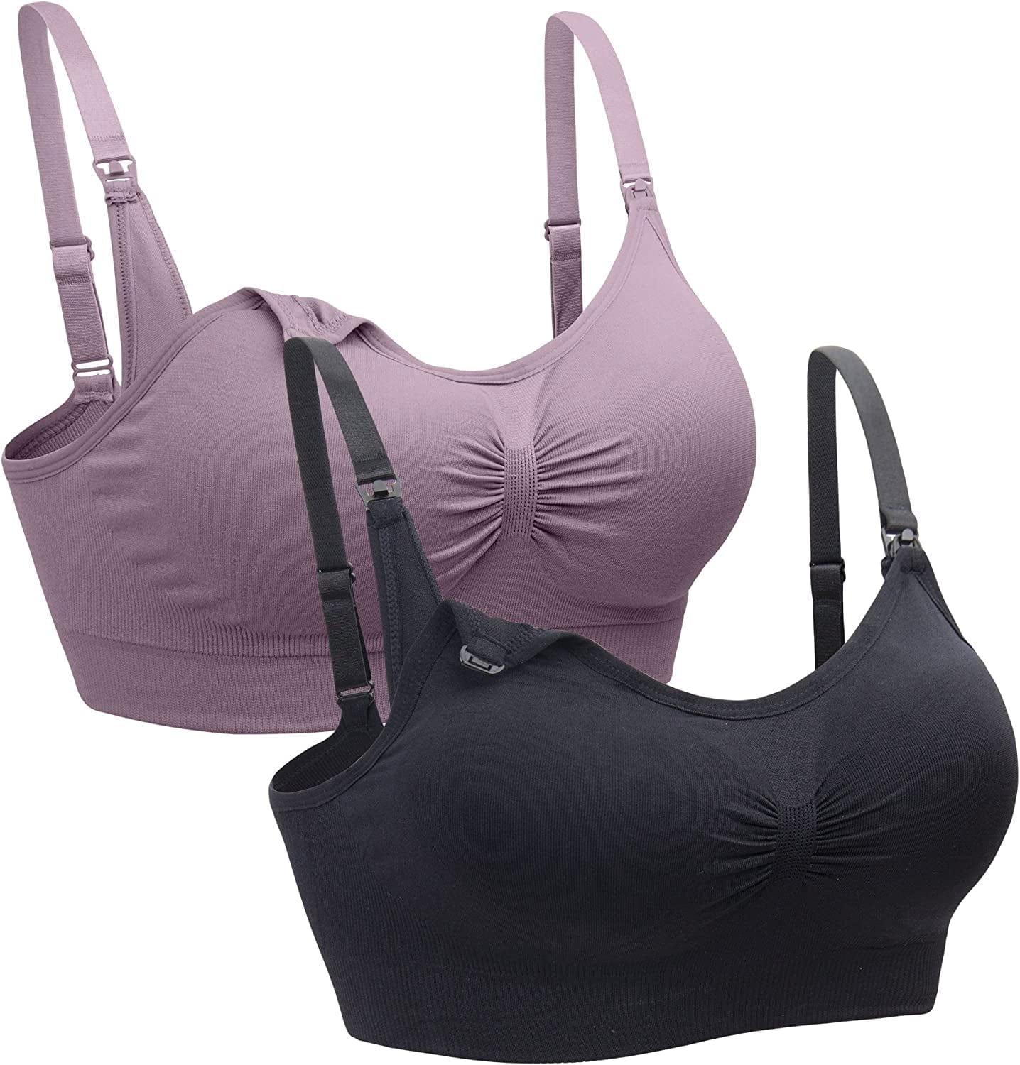2PACK Nursing Bra Wireless Bra Women'S Sleeping Maternity Bra Breastfeeding Bra Purplebean+black / XX-Large