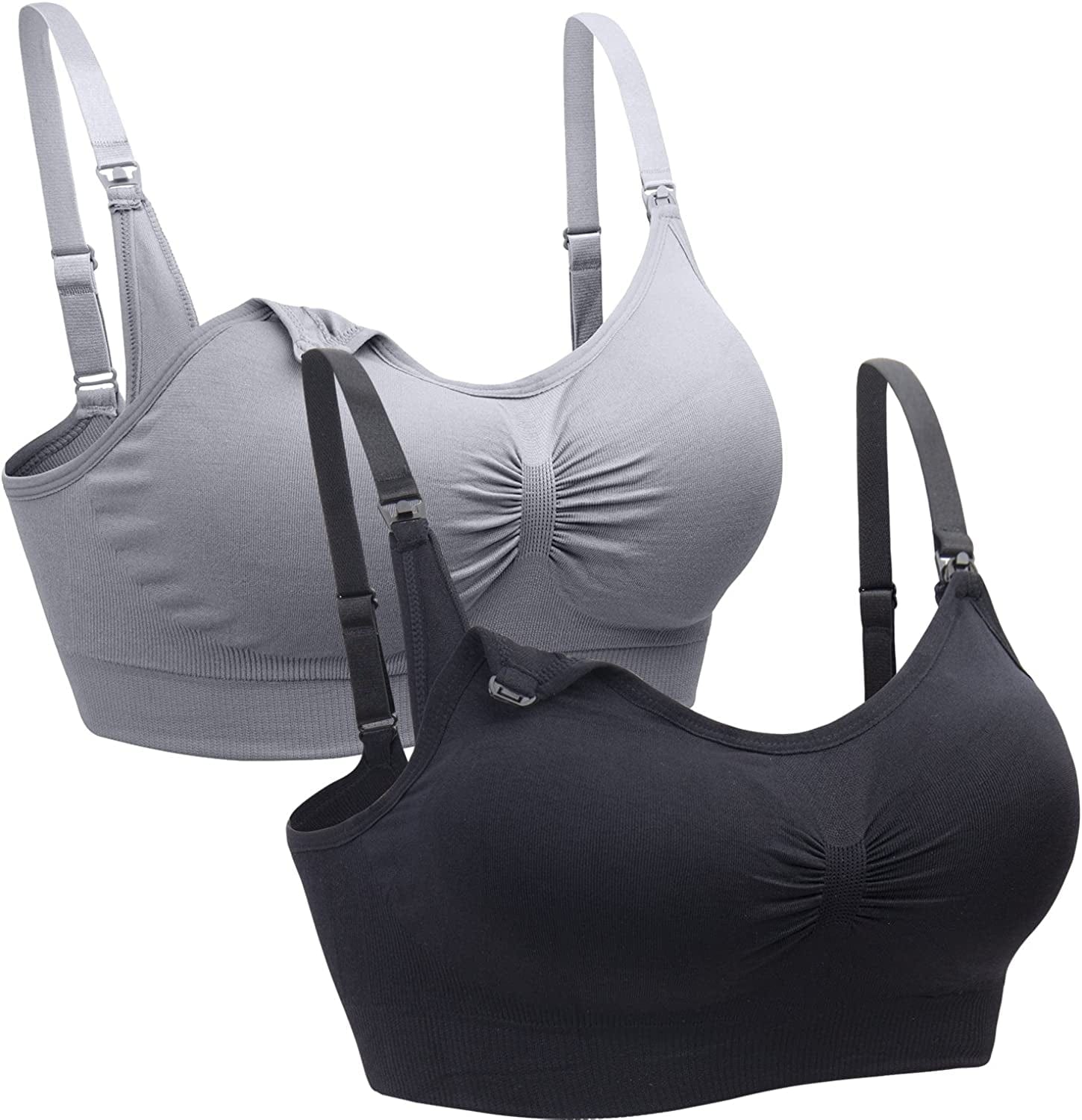 2PACK Nursing Bra Wireless Bra Women'S Sleeping Maternity Bra Breastfeeding Bra Gray+black / Small