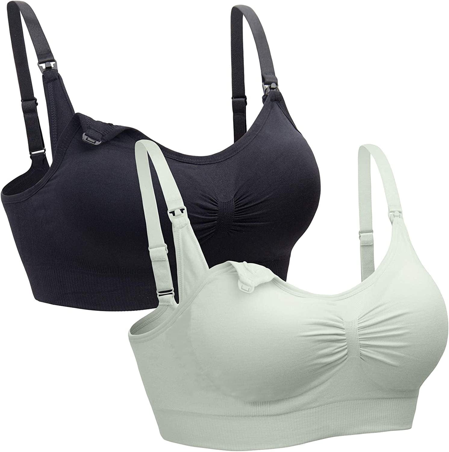 2PACK Nursing Bra Wireless Bra Women'S Sleeping Maternity Bra Breastfeeding Bra Black/Palegreen / Large