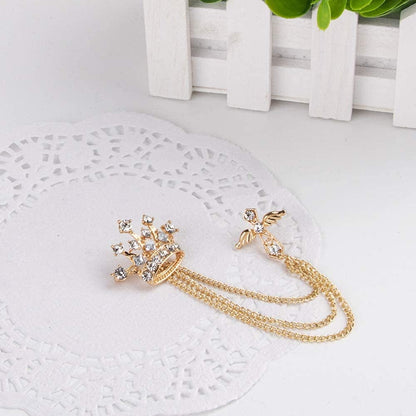 2Packs Men'S Crown Brooch Lapel Pin Badge Hanging Chains Collar Brooches Pin for Career Suit Tuxedo of Shirts Tie Hat Scarf for Boyfriend Father Birthday Gold/Silver