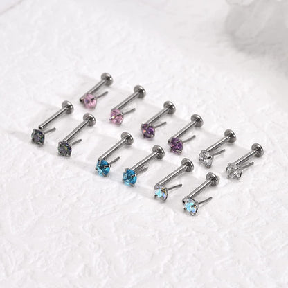 2Pcs 16G 8Mm G23 Titanium Clear CZ Press Fit Threadless Push-In Labret Lip Monroe Tragus Earring Piercing Jewerly Stud Push Back Labret Lip Studs Helix Earring for Men Women Girls Apparel & Accessories > Jewelry > Body Jewelry VGudor   