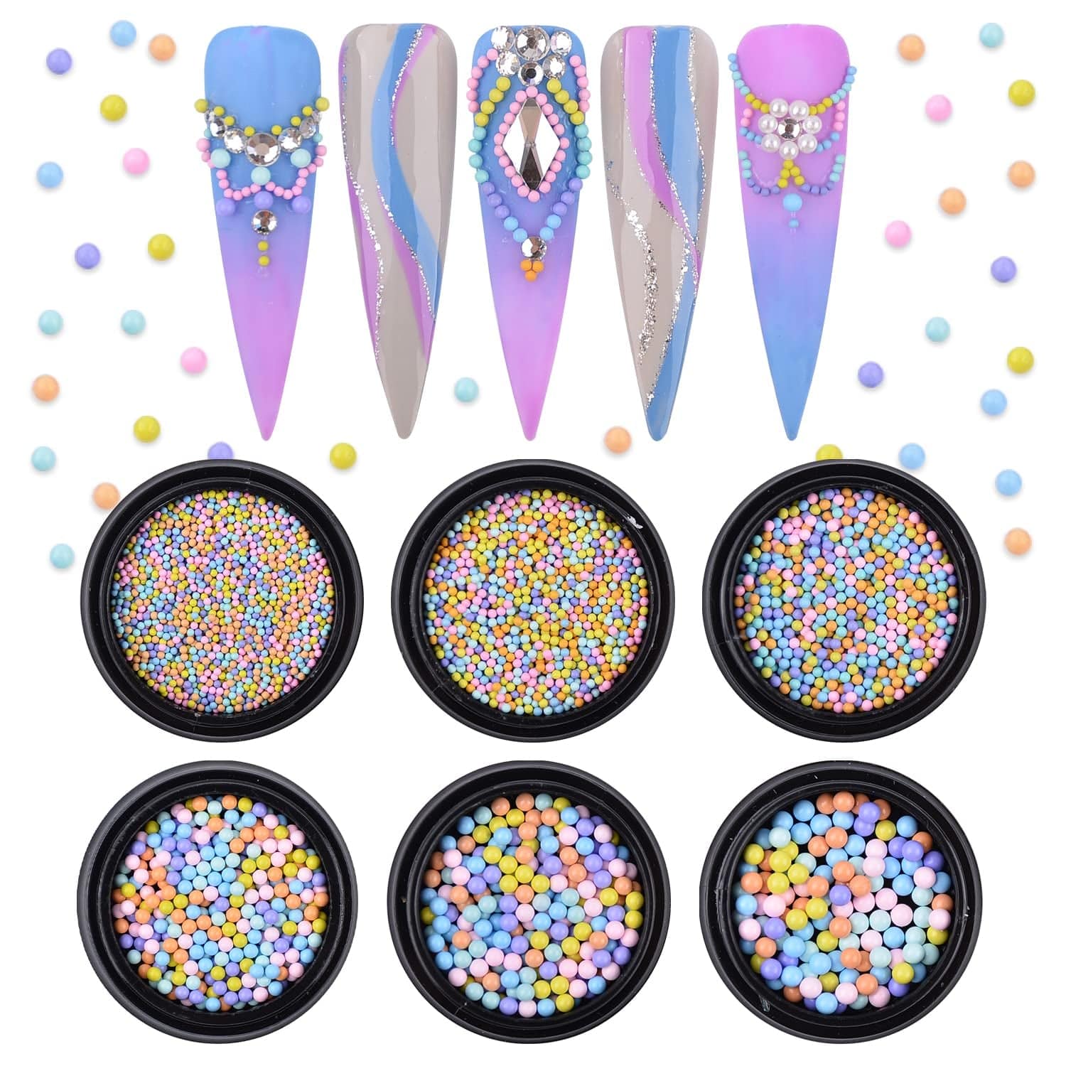 2Pcs Gold Silver Mini Metallic Caviar Nail Beads for 3D Metal Nail Ball Decoration Manicure Tools Health & Beauty > Personal Care > Cosmetics > Cosmetic Tools > Nail Tools Sindy Mixed Color (6 Boxes)  