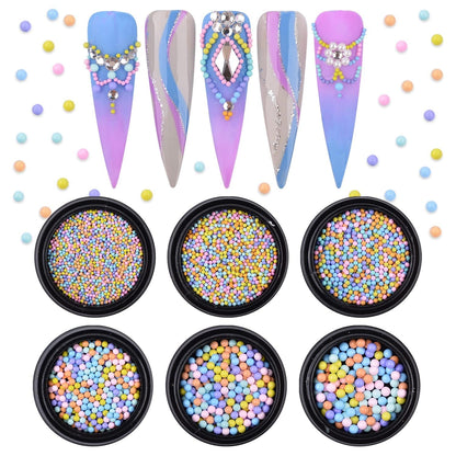 2Pcs Gold Silver Mini Metallic Caviar Nail Beads for 3D Metal Nail Ball Decoration Manicure Tools Health & Beauty > Personal Care > Cosmetics > Cosmetic Tools > Nail Tools Sindy Mixed Color (6 Boxes)  