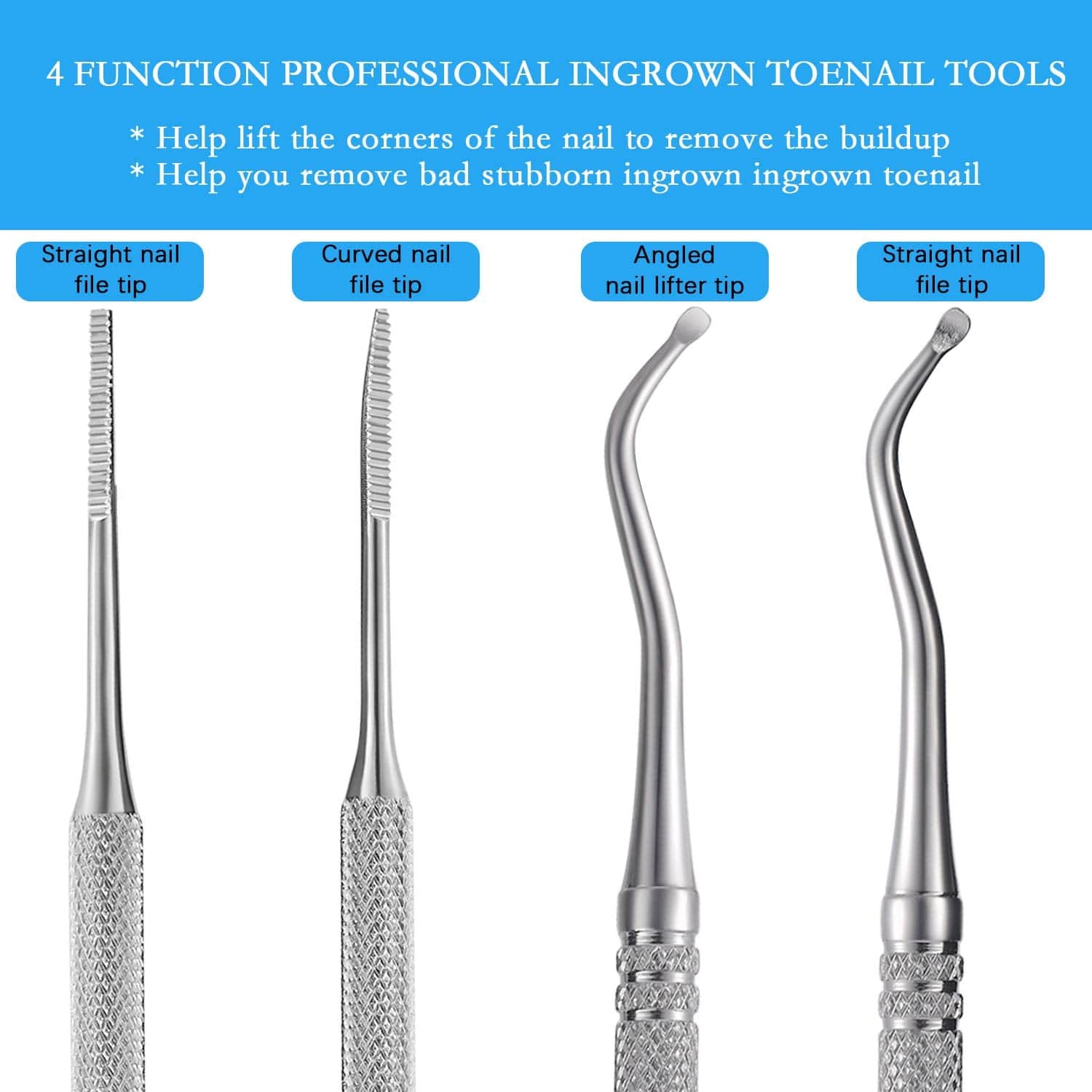 2PCS Ingrown Toenail File and Lifter with Storage Case,Yinyin100% Stainless Steel Ingrown Toenail Tool,Double Sided Professional Grade Nail Cleaner Tool … Health & Beauty > Personal Care > Cosmetics > Cosmetic Tools > Nail Tools YINYIN   