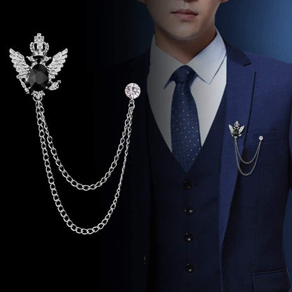 2PCS Men'S Brooch Suit Pin Badge with Chains Brooch Buckle Chain Collar Lapel Pin for Men Shirt Collar Pin Chain Brooch Decoration Metal Brooch Pin Clips for Women Suit Tuxedo Tie Hat Scarf