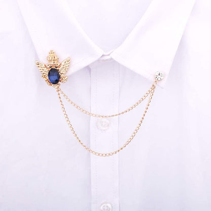 2PCS Men'S Brooch Suit Pin Badge with Chains Brooch Buckle Chain Collar Lapel Pin for Men Shirt Collar Pin Chain Brooch Decoration Metal Brooch Pin Clips for Women Suit Tuxedo Tie Hat Scarf