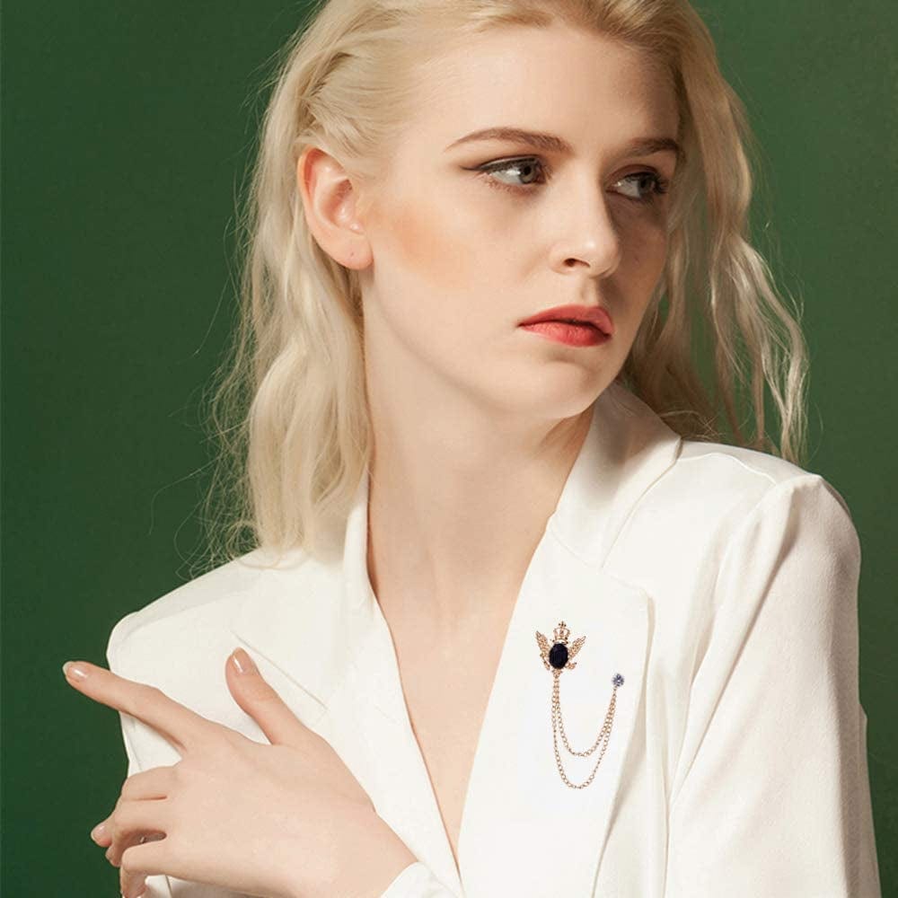 2PCS Men'S Brooch Suit Pin Badge with Chains Brooch Buckle Chain Collar Lapel Pin for Men Shirt Collar Pin Chain Brooch Decoration Metal Brooch Pin Clips for Women Suit Tuxedo Tie Hat Scarf