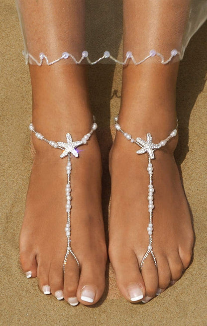 2Pcs Pearl Ankle Chain Bracelet Beach Wedding Foot Jewelry Barefoot Sandals Anklet Chain Apparel & Accessories > Jewelry > Anklets Bienvenu   