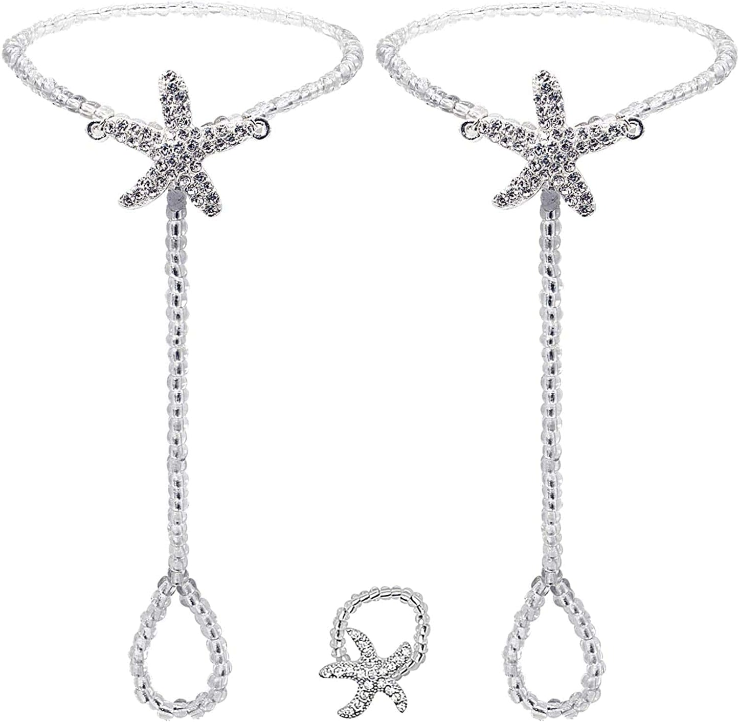 2Pcs Pearl Ankle Chain Bracelet Beach Wedding Foot Jewelry Barefoot Sandals Anklet Chain Apparel & Accessories > Jewelry > Anklets Bienvenu White_style 8  