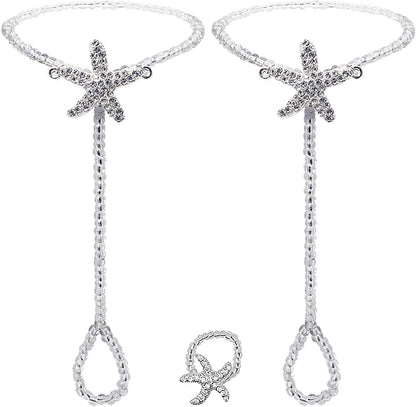 2Pcs Pearl Ankle Chain Bracelet Beach Wedding Foot Jewelry Barefoot Sandals Anklet Chain Apparel & Accessories > Jewelry > Anklets Bienvenu White_style 8  