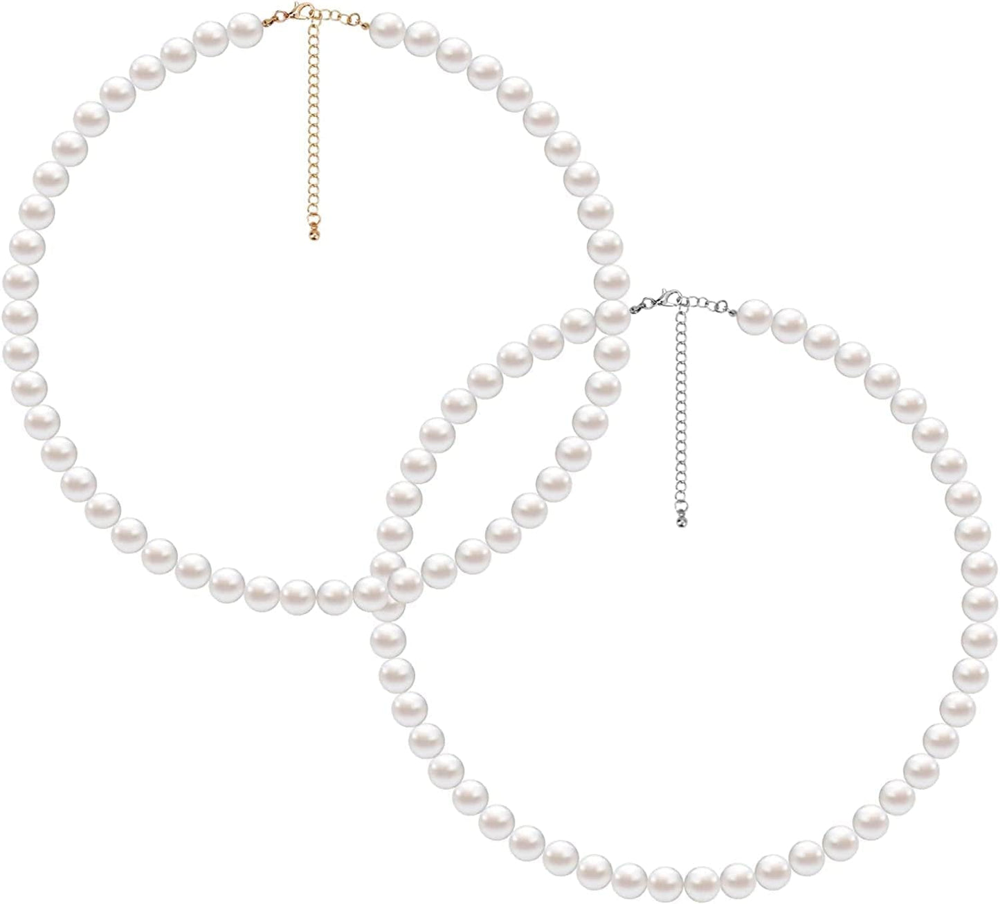 2PCS Pearl Necklace Set, Artificial Pearl Necklace, Pearl Choker Necklace Charm Lady Girlfriend Wedding Birthday Anniversary Pearl