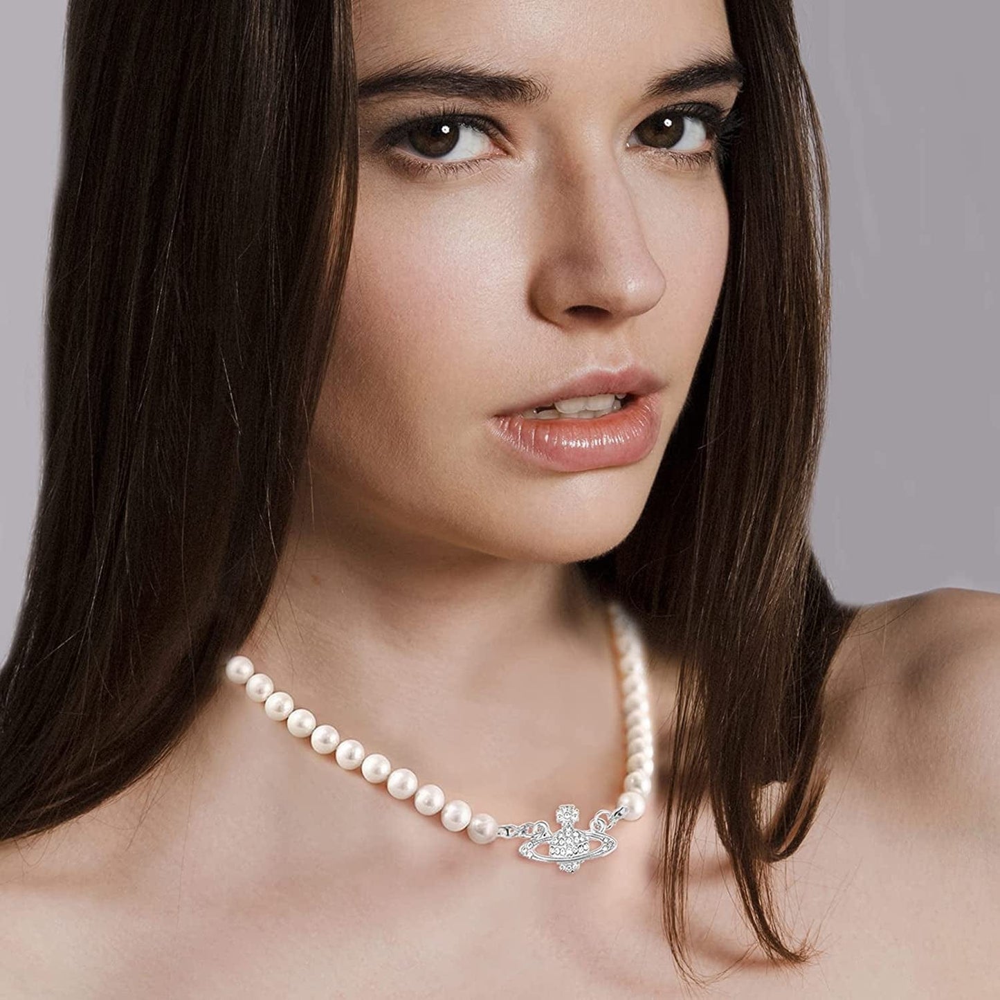 2PCS Pearl Necklace Set, Artificial Pearl Necklace, Pearl Choker Necklace Charm Lady Girlfriend Wedding Birthday Anniversary