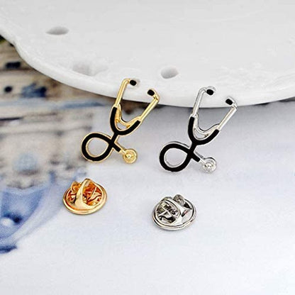 2Pcs/Set Cute Stethoscope ECG Brooch Medical Doctor Nurse Enamel Lapel Collar Pins Brooch for Women Men Children