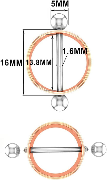 2Pcs/Set Stainless Steel Nipple Ring round Body Piercing Nipple Shield Barbell Ring Straight Studs Body Jewelry Bar for Women Girls(Silver) Apparel & Accessories > Jewelry > Body Jewelry Generic   
