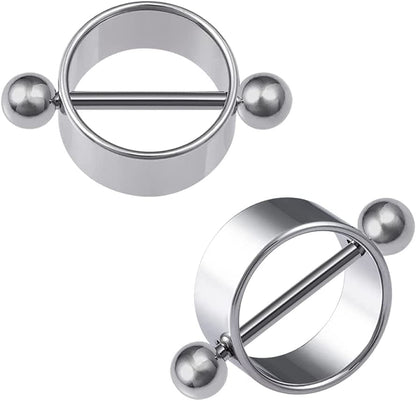 2Pcs/Set Stainless Steel Nipple Ring round Body Piercing Nipple Shield Barbell Ring Straight Studs Body Jewelry Bar for Women Girls(Silver) Apparel & Accessories > Jewelry > Body Jewelry Generic   