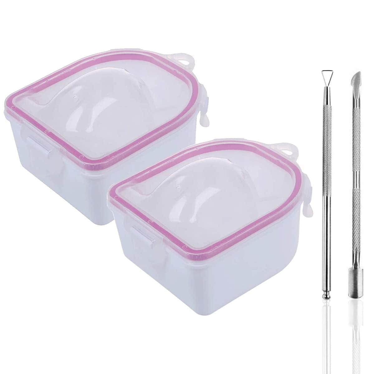 2Pcs Soaking Soak Bowl Nail Art Polish Remove Wash Soaker Tray Manicure Spa Tool Health & Beauty > Personal Care > Cosmetics > Cosmetic Tools > Nail Tools Oarkive Pink pink  