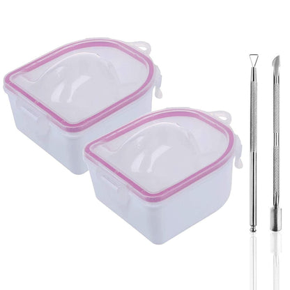 2Pcs Soaking Soak Bowl Nail Art Polish Remove Wash Soaker Tray Manicure Spa Tool Health & Beauty > Personal Care > Cosmetics > Cosmetic Tools > Nail Tools Oarkive Pink pink  