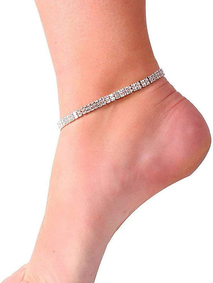 2PCS Twinkle Diamond Anklet Elastic Bling Shining Foot Jewelry Bracelet Bridal Summer Jewelry Apparel & Accessories > Jewelry > Anklets NewChiChi   