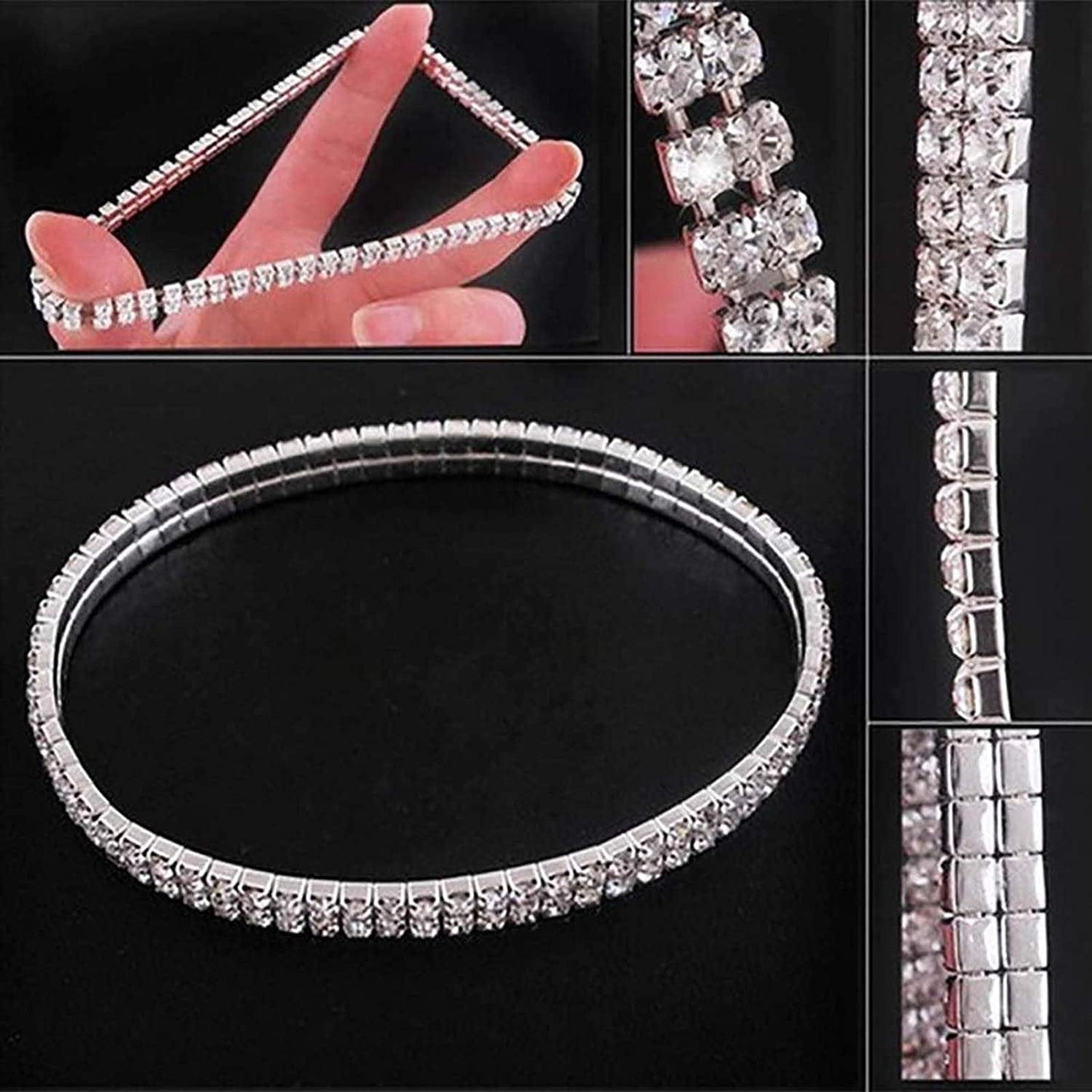 2PCS Twinkle Diamond Anklet Elastic Bling Shining Foot Jewelry Bracelet Bridal Summer Jewelry Apparel & Accessories > Jewelry > Anklets NewChiChi   