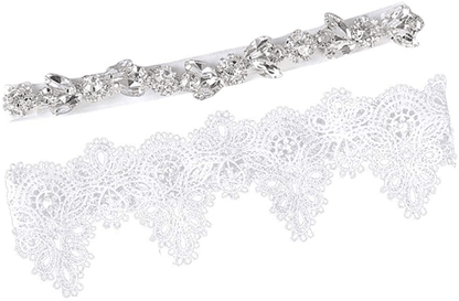 2PCS Wedding Bride Garter for Bridal Rhinestone Crystal Garter Belt Set Foot Decor (White) Apparel & Accessories > Clothing > Underwear & Socks > Lingerie STOBOK   