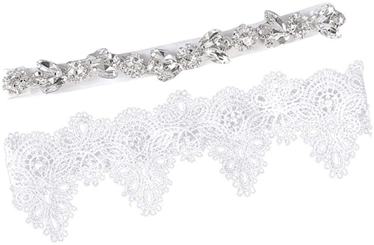 2PCS Wedding Bride Garter for Bridal Rhinestone Crystal Garter Belt Set Foot Decor (White) Apparel & Accessories > Clothing > Underwear & Socks > Lingerie STOBOK   