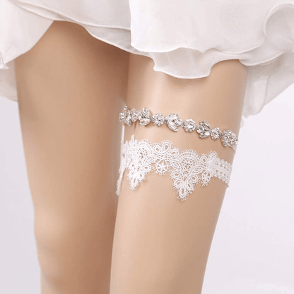 2PCS Wedding Bride Garter for Bridal Rhinestone Crystal Garter Belt Set Foot Decor (White) Apparel & Accessories > Clothing > Underwear & Socks > Lingerie STOBOK   