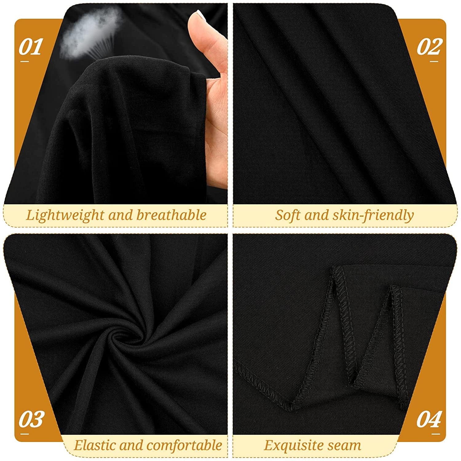 2Pieces Stretch Head Wraps for Women,Pretied Headwraps for Women, African Stretch Jersey Turbans Headwraps,Urban Soft Headwear Long Breathable Lightweight Turban for Women(Black,White) Apparel & Accessories > Clothing Accessories > Headwear Pesonlook   