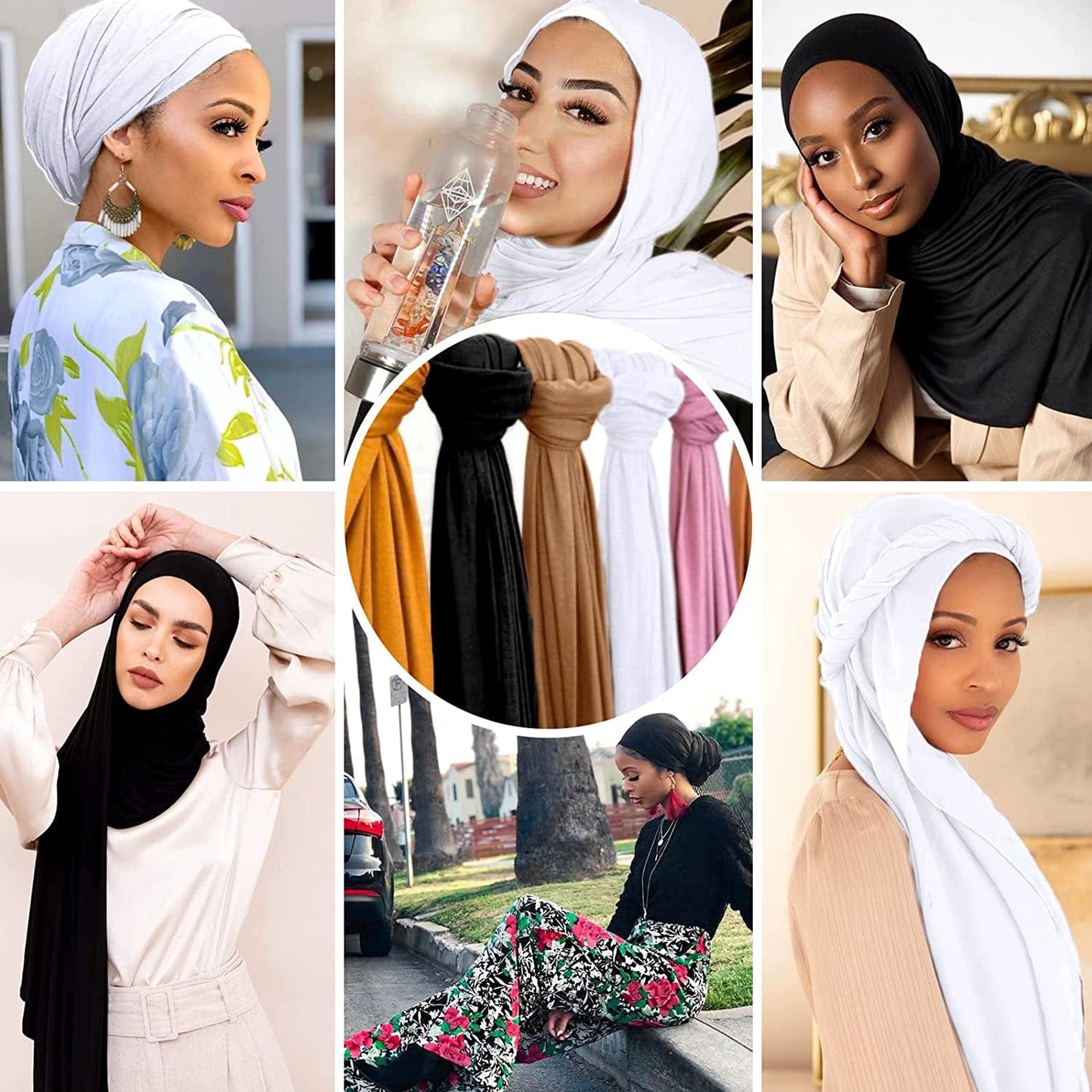 2Pieces Stretch Head Wraps for Women,Pretied Headwraps for Women, African Stretch Jersey Turbans Headwraps,Urban Soft Headwear Long Breathable Lightweight Turban for Women(Black,White) Apparel & Accessories > Clothing Accessories > Headwear Pesonlook   