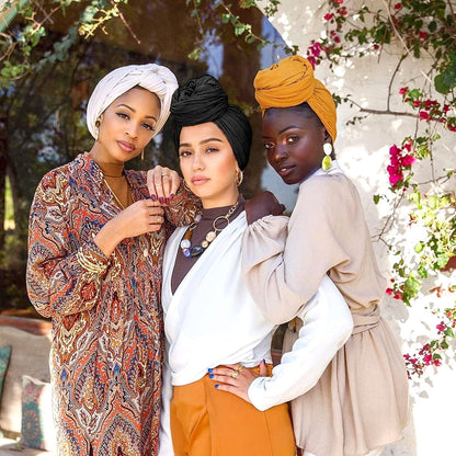 2Pieces Stretch Head Wraps for Women,Pretied Headwraps for Women, African Stretch Jersey Turbans Headwraps,Urban Soft Headwear Long Breathable Lightweight Turban for Women(Black,White) Apparel & Accessories > Clothing Accessories > Headwear Pesonlook   