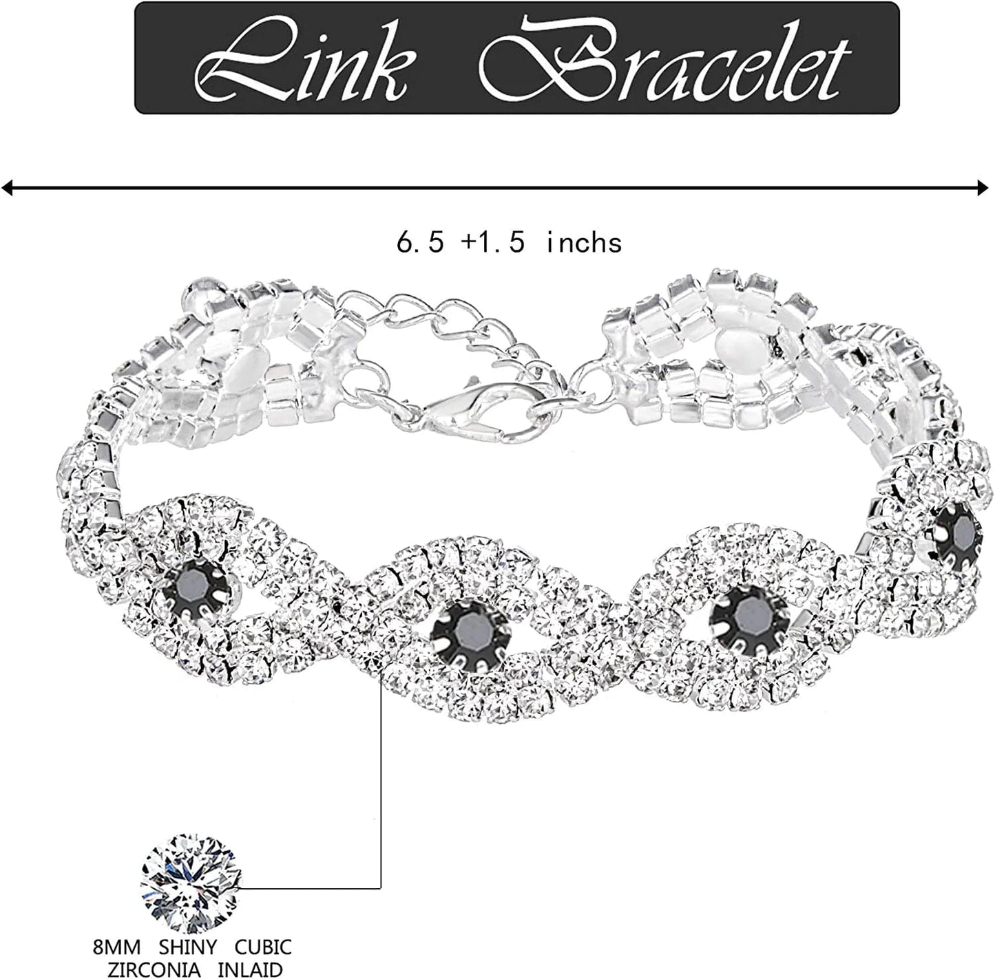 3/4 Pieces Women'S Jewelry Sets Rhinestone Crystal Bridal Tiara Crown Choker Necklace Link Bangle Bracelet Teardrop Dangle Earrings Set and Rhinestone Handbag for Wedding Party
