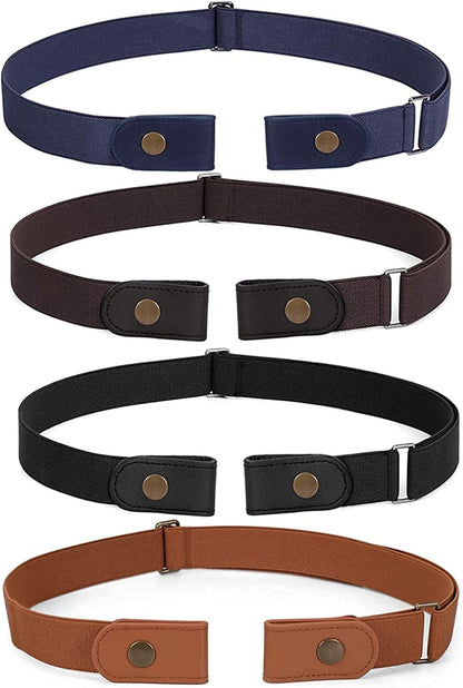 3 Pack 4 Pack No Buckle Invisible Stretch Belt Buckle-Free Elastic Belt for Women and Men Apparel & Accessories > Clothing Accessories > Belts WERFORU 05-black+coffee+blue+brown Suit for waist size 22"-34" 