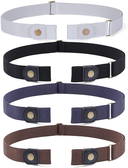 3 Pack 4 Pack No Buckle Invisible Stretch Belt Buckle-Free Elastic Belt for Women and Men Apparel & Accessories > Clothing Accessories > Belts WERFORU 01-black+coffee+blue+grey Suit for waist size 22"-34" 