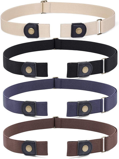3 Pack 4 Pack No Buckle Invisible Stretch Belt Buckle-Free Elastic Belt for Women and Men Apparel & Accessories > Clothing Accessories > Belts WERFORU 02-black+coffee+blue+beige Suit for waist size 22"-34" 