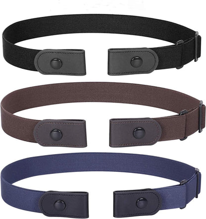 3 Pack 4 Pack No Buckle Invisible Stretch Belt Buckle-Free Elastic Belt for Women and Men Apparel & Accessories > Clothing Accessories > Belts WERFORU Black+coffee+blue-no Nickle/Metal Suit for waist size 35"-53" 