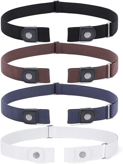 3 Pack 4 Pack No Buckle Invisible Stretch Belt Buckle-Free Elastic Belt for Women and Men Apparel & Accessories > Clothing Accessories > Belts WERFORU 03-black+coffee+blue+white Suit for waist size 22"-34" 