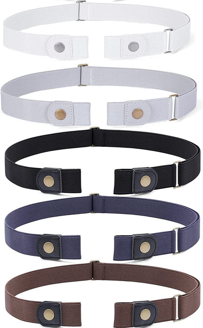 3 Pack 4 Pack No Buckle Invisible Stretch Belt Buckle-Free Elastic Belt for Women and Men Apparel & Accessories > Clothing Accessories > Belts WERFORU Black+coffee+blue+grey+white Suit for waist size 35"-53" 