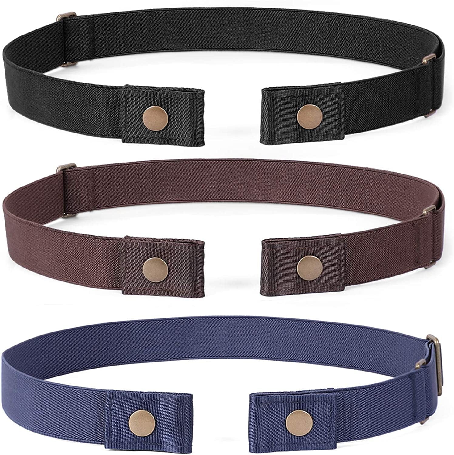 3 Pack 4 Pack No Buckle Invisible Stretch Belt Buckle-Free Elastic Belt for Women and Men Apparel & Accessories > Clothing Accessories > Belts WERFORU 07-black+coffee+blue-2 Suit for waist size 35"-53" 