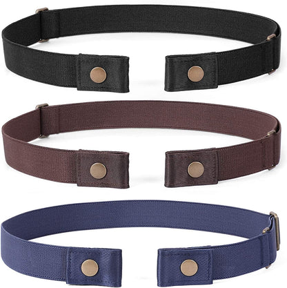 3 Pack 4 Pack No Buckle Invisible Stretch Belt Buckle-Free Elastic Belt for Women and Men Apparel & Accessories > Clothing Accessories > Belts WERFORU 07-black+coffee+blue-2 Suit for waist size 35"-53" 
