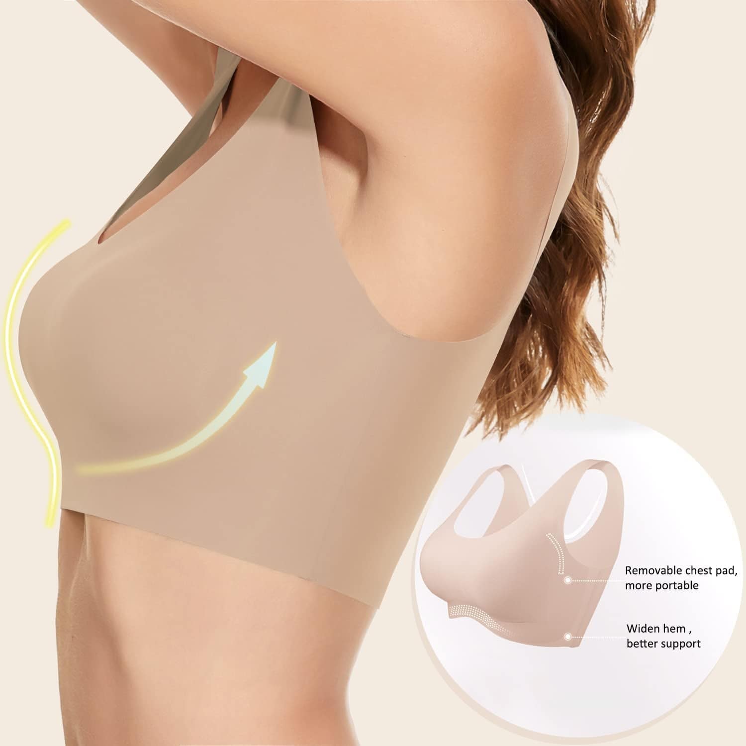 3 Pack Comfort Wirless Bras for Women Seamless Bralettes Lightly Lined Tank Top Support Sports Bra
