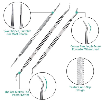 3-Pack Ingrown Toenail File and Lifters, Professional Surgical Stainless Steel Ingrown Toenail Tool- Safe Nail Cleaning Treatment Pedicure Tools Kit under Sidewall Cleaner Pain Relief Accessories Health & Beauty > Personal Care > Cosmetics > Cosmetic Tools > Nail Tools POLKASTORE   