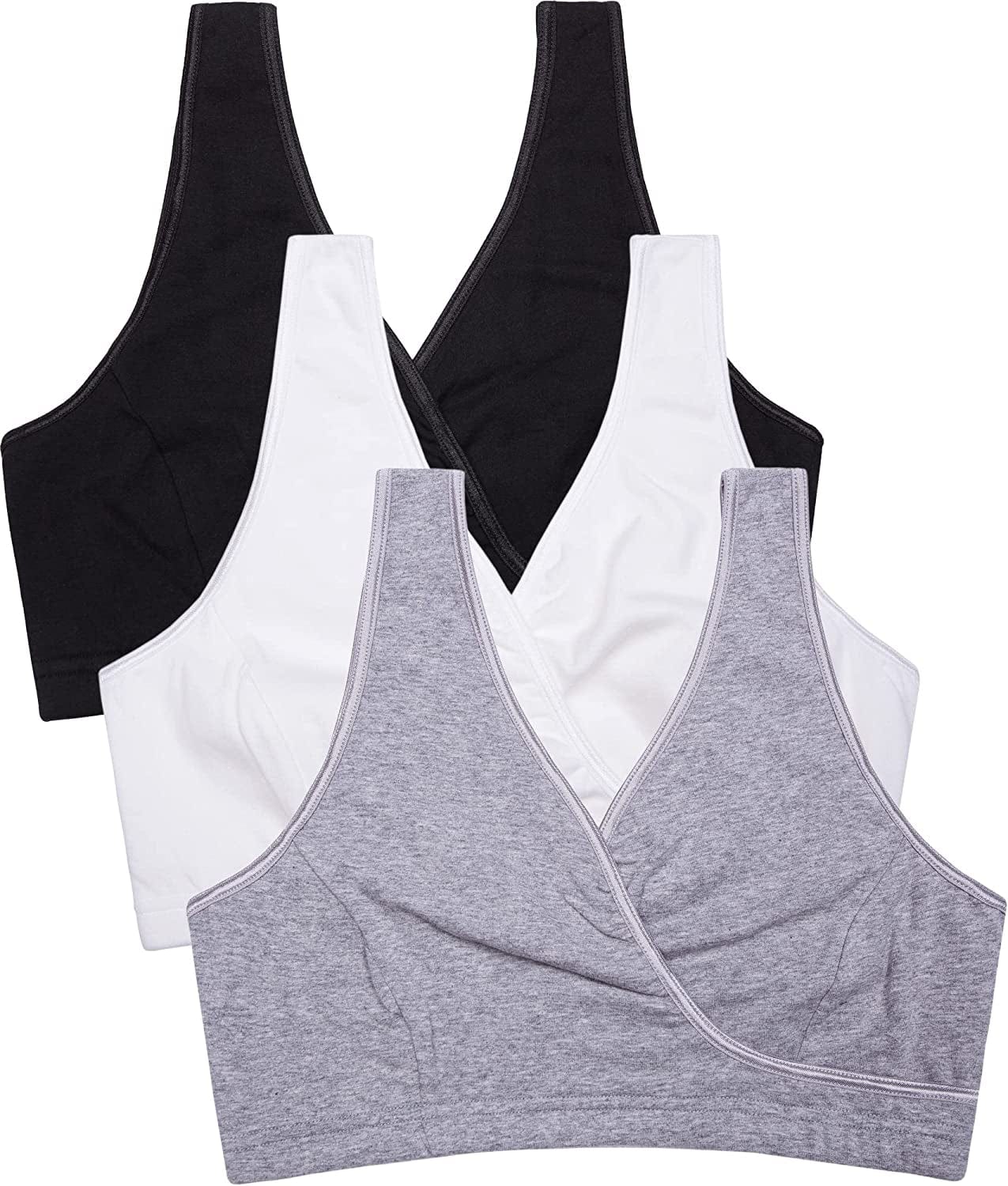 3 Pack Maternity Nursing Sleep Bra Breastfeeding Cotton Bralette S-black/White/Grey - Third Style / Medium