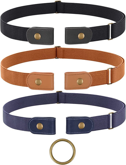 3 Pack No Buckle Stretch Women Belt Buckle Free Invisible Elastic Waist Belts for Jeans Dresses Apparel & Accessories > Clothing Accessories > Belts WOWOGO   