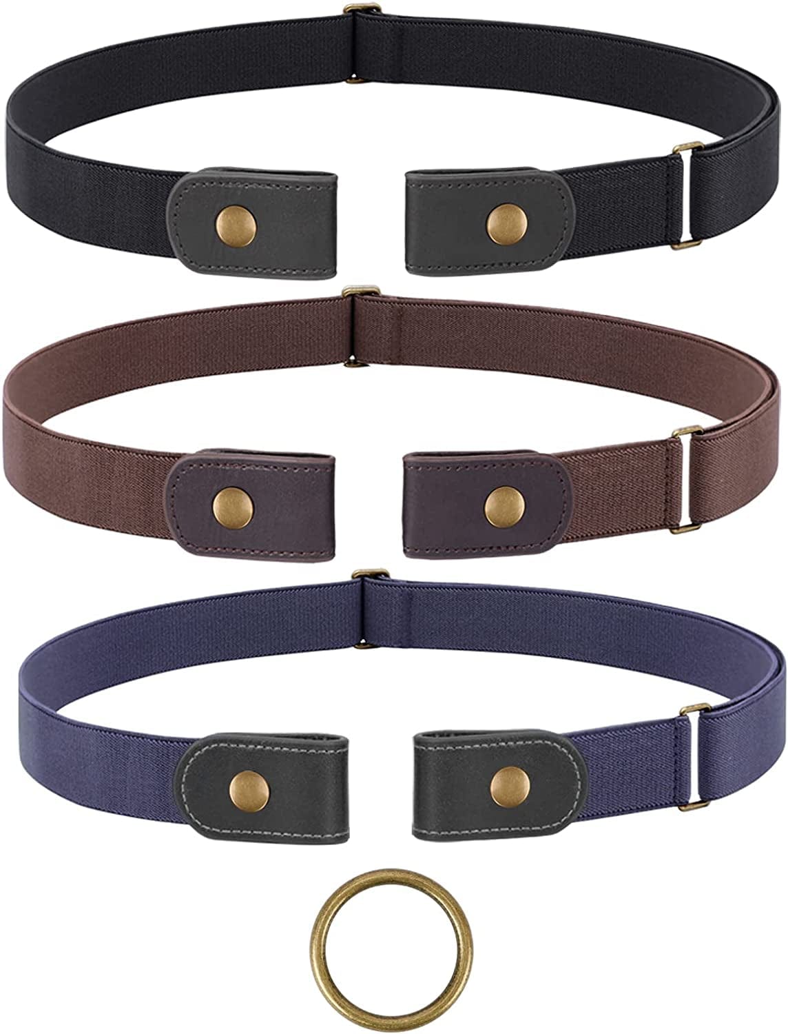 3 Pack No Buckle Stretch Women Belt Buckle Free Invisible Elastic Waist Belts for Jeans Dresses Apparel & Accessories > Clothing Accessories > Belts WOWOGO   
