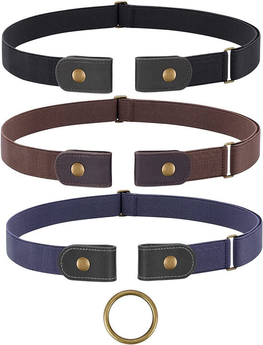 3 Pack No Buckle Stretch Women Belt Buckle Free Invisible Elastic Waist Belts for Jeans Dresses Apparel & Accessories > Clothing Accessories > Belts WOWOGO   